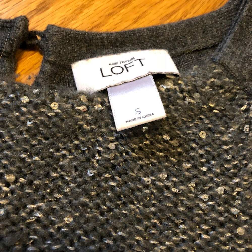 Loft Raglan Sweater w/ Sequined Front - Picture 3 of 8